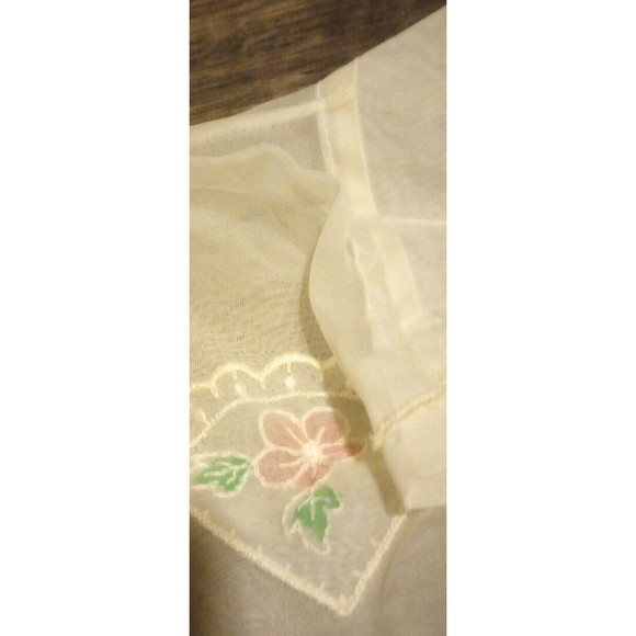 Vintage Dan Dee Girls Top 100% Nylon Sheer Embroidered Flowers Button Up Shirt - Picture 8 of 16